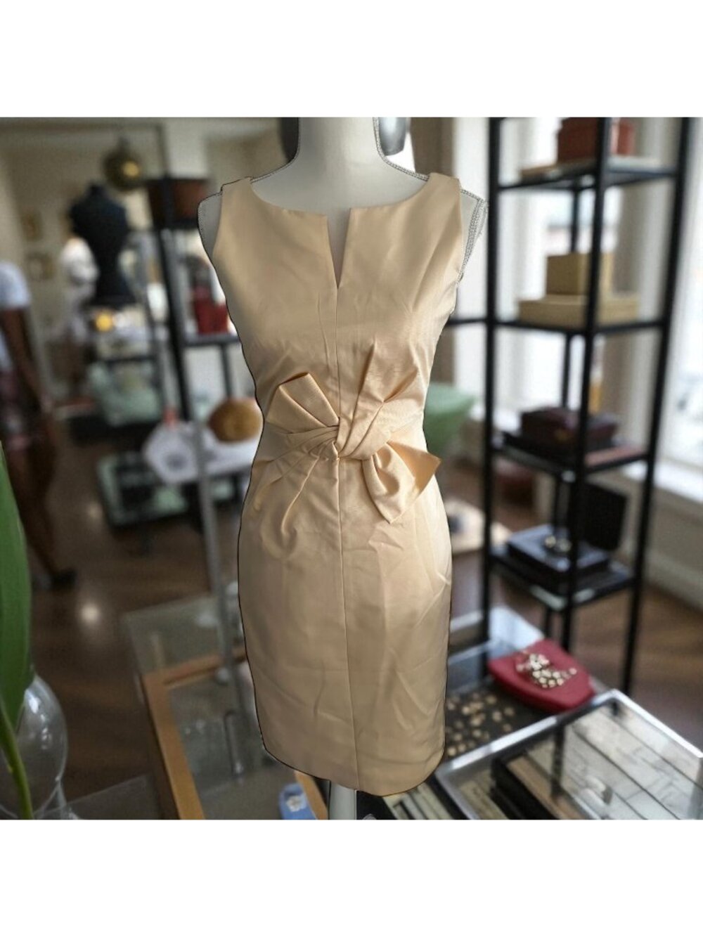 PAULE KA Womens Cream Bow Silk Dress Size 36